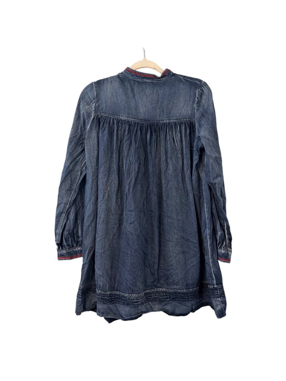 Keer Qibown Embroidered Denim Tunic Jacket Floral Pockets & Button Front Size S - Picture 8 of 12